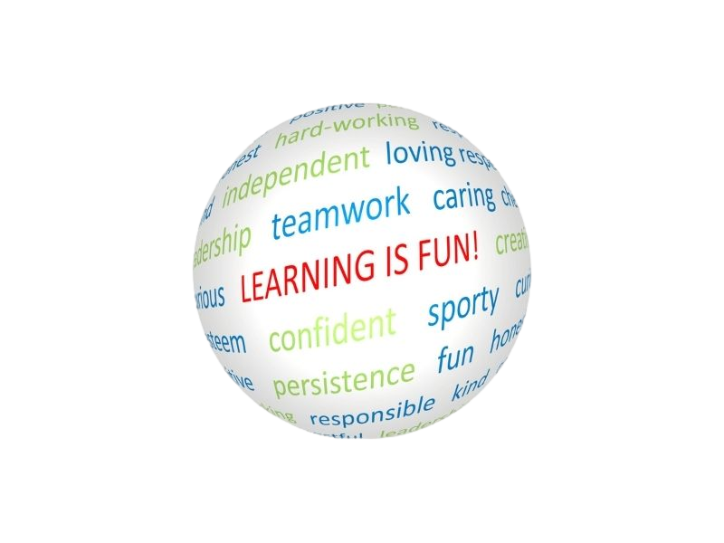 Globe shape with "Learning is Fun"